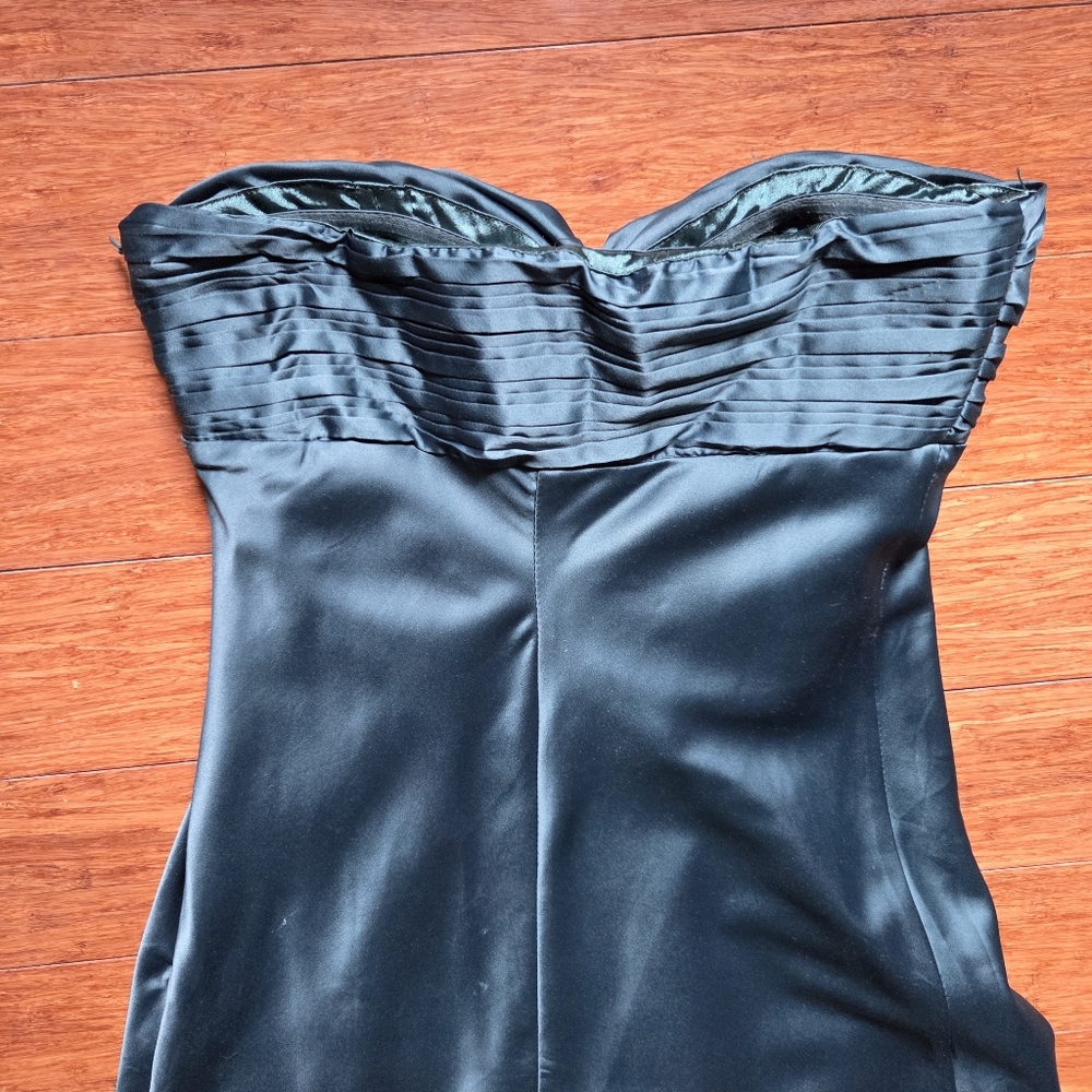 Elegant Forest Green Jewel Toned Satin Strapless Chateau Dress XS - Picture 6 of 16